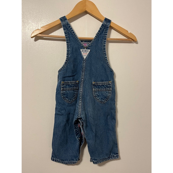 Vintage OshKosh Blue Denim Fleece Lined Little Girl Overalls Sz 18 Months - Picture 3 of 4